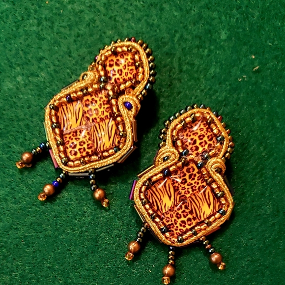 "Kente" handmade soutache earrings - Picture 1 of 2
